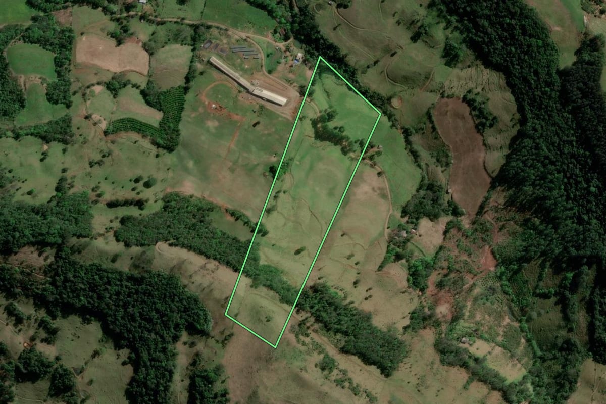 Imagem de satélite do imóvel rural em Aratiba (RS), com o contorno declarado no CAR desenhado por cima.
