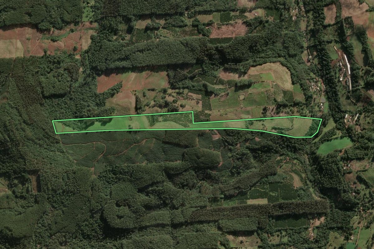 Imagem de satélite do imóvel rural em Aratiba (RS), com o contorno declarado no CAR desenhado por cima.