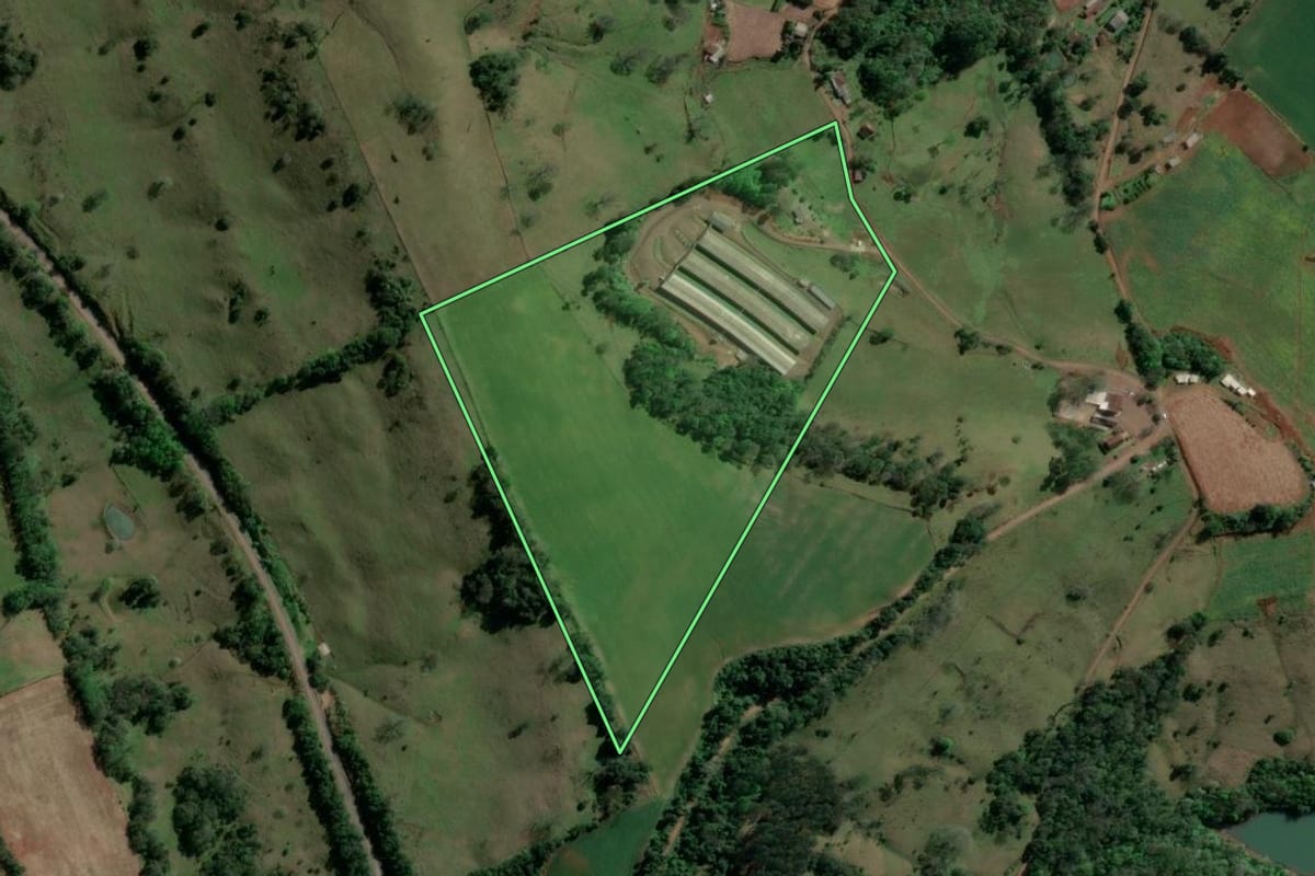 Imagem de satélite do imóvel rural em Aratiba (RS), com o contorno declarado no CAR desenhado por cima.
