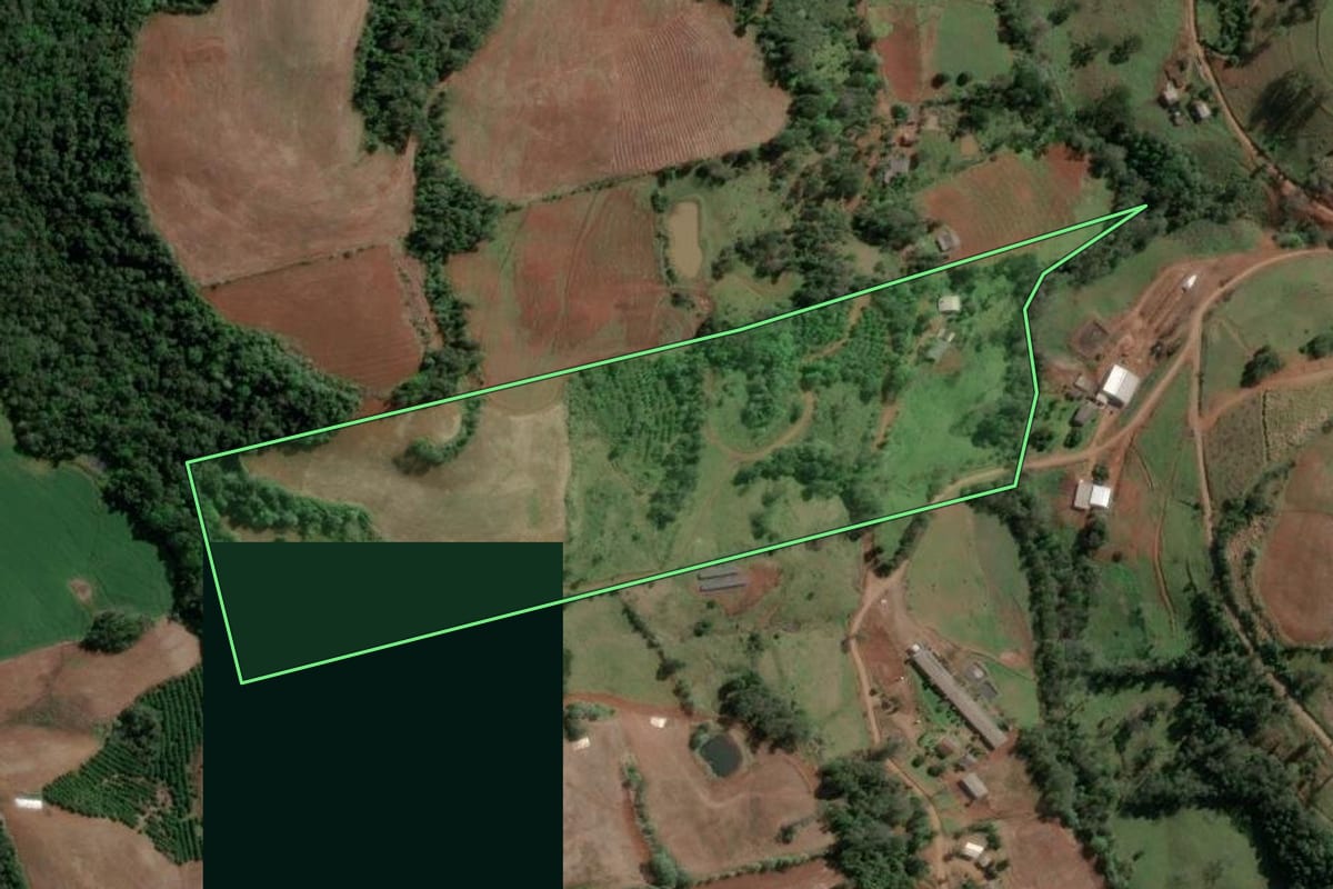 Imagem de satélite do imóvel rural em Aratiba (RS), com o contorno declarado no CAR desenhado por cima.