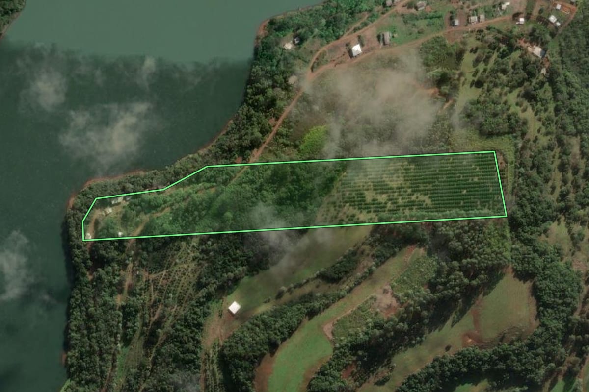 Imagem de satélite do imóvel rural em Aratiba (RS), com o contorno declarado no CAR desenhado por cima.