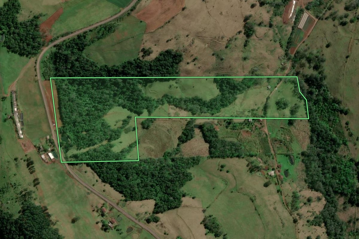 Imagem de satélite do imóvel rural em Aratiba (RS), com o contorno declarado no CAR desenhado por cima.