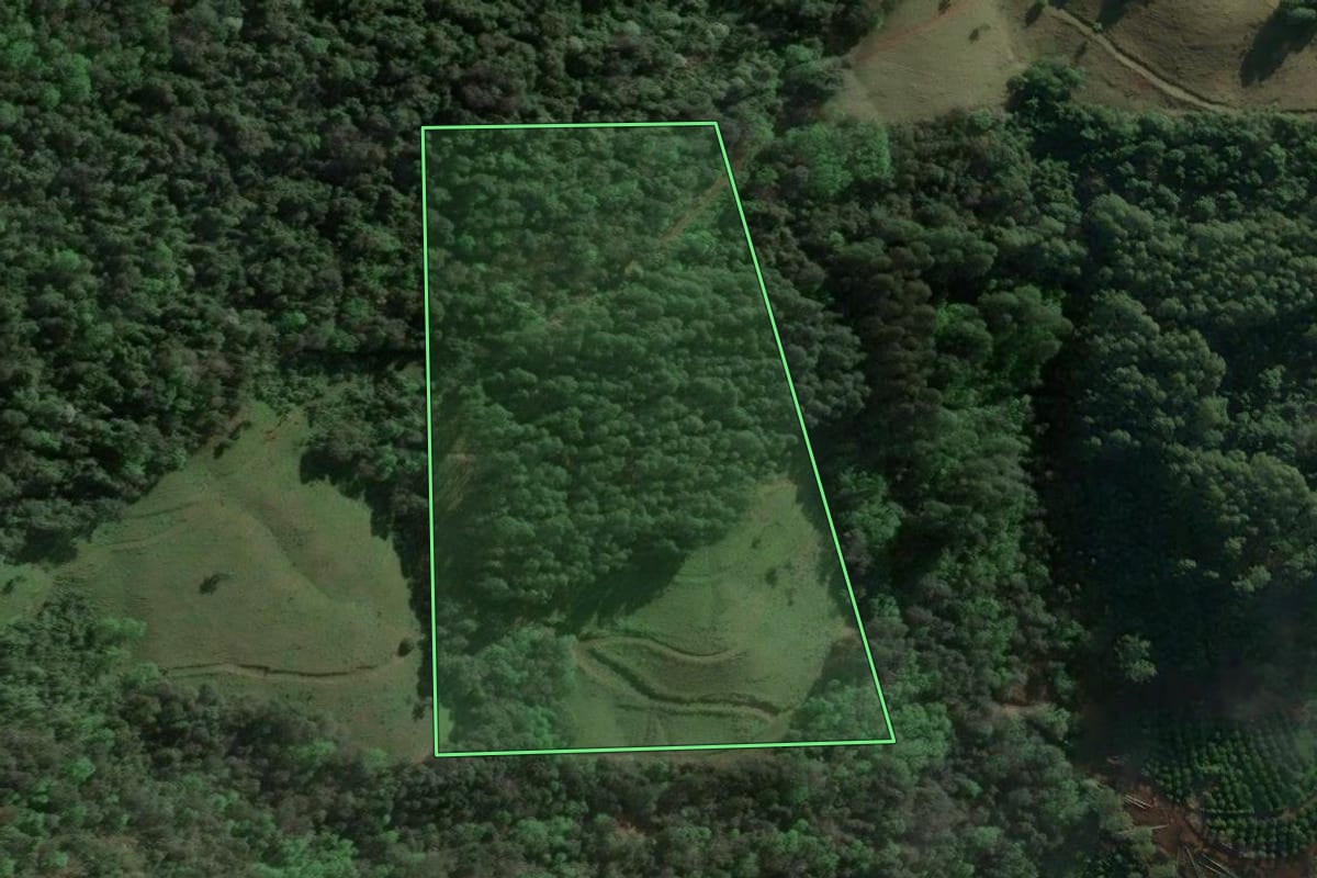 Imagem de satélite do imóvel rural em Aratiba (RS), com o contorno declarado no CAR desenhado por cima.