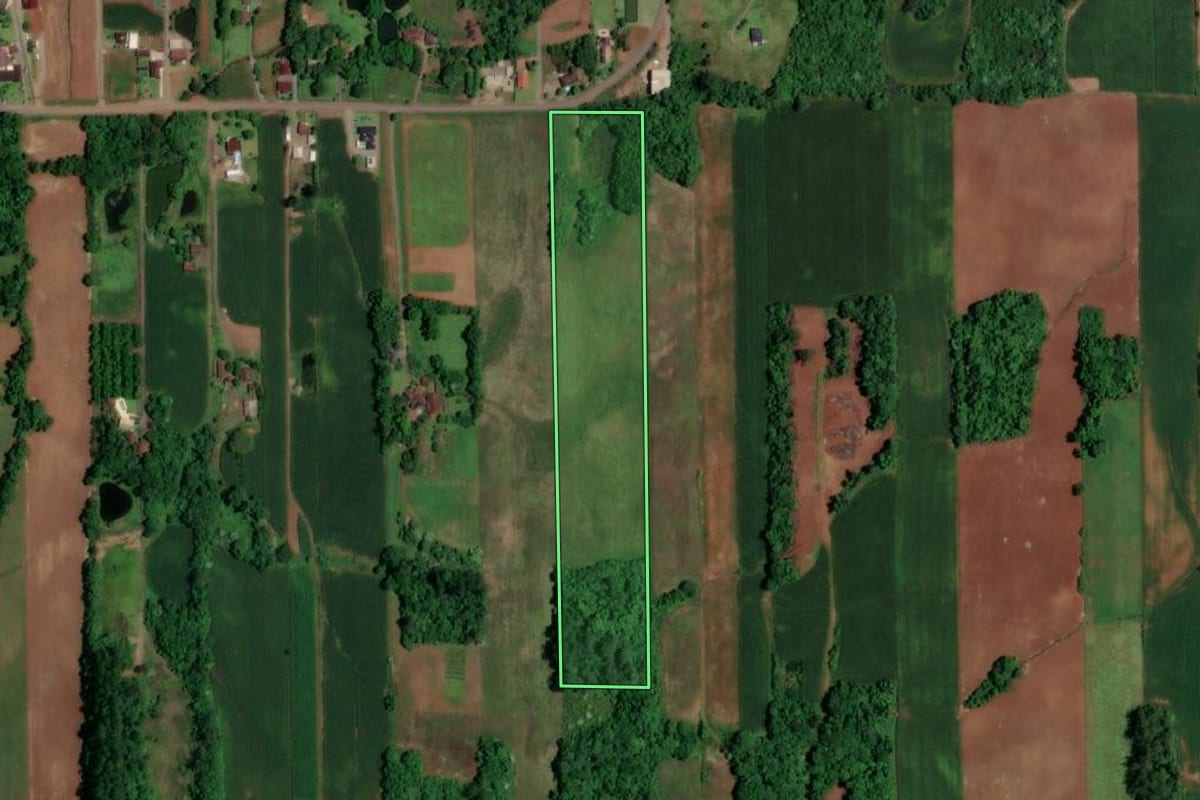 Imagem de satélite do imóvel rural em Arroio do Meio (RS), com o contorno declarado no CAR desenhado por cima.