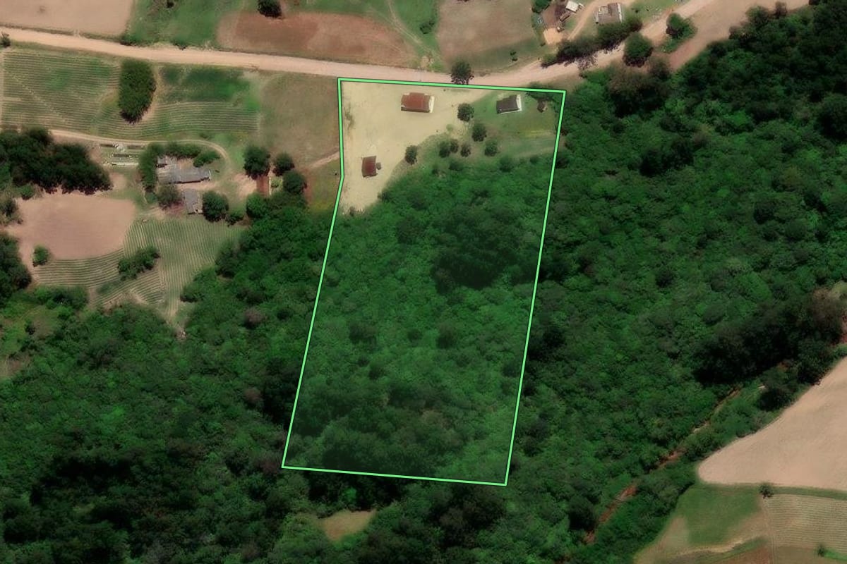 Imagem de satélite do imóvel rural em Arroio do Padre (RS), com o contorno declarado no CAR desenhado por cima.
