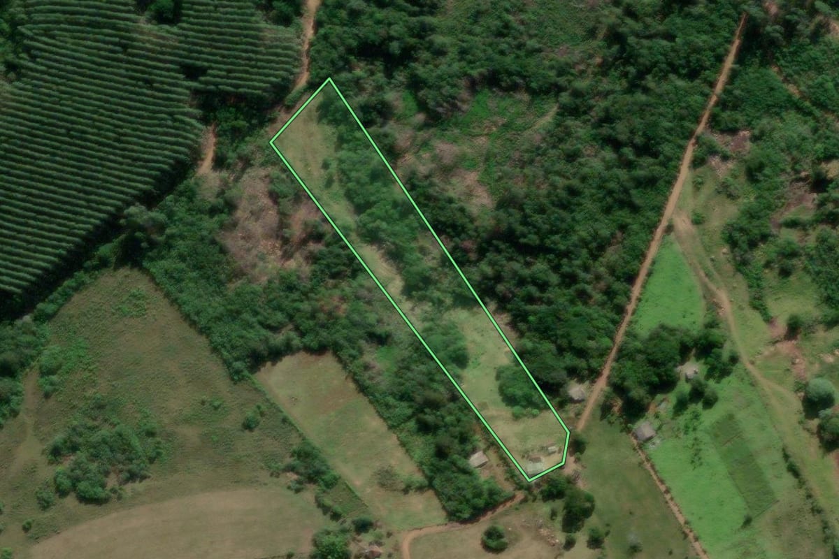 Imagem de satélite do imóvel rural em Arroio dos Ratos (RS), com o contorno declarado no CAR desenhado por cima.