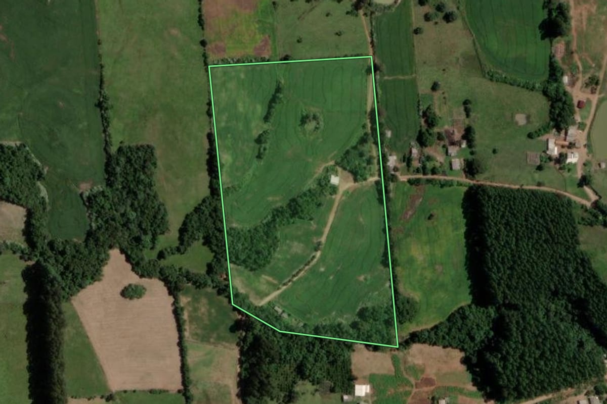 Imagem de satélite do imóvel rural em Arroio do Tigre (RS), com o contorno declarado no CAR desenhado por cima.