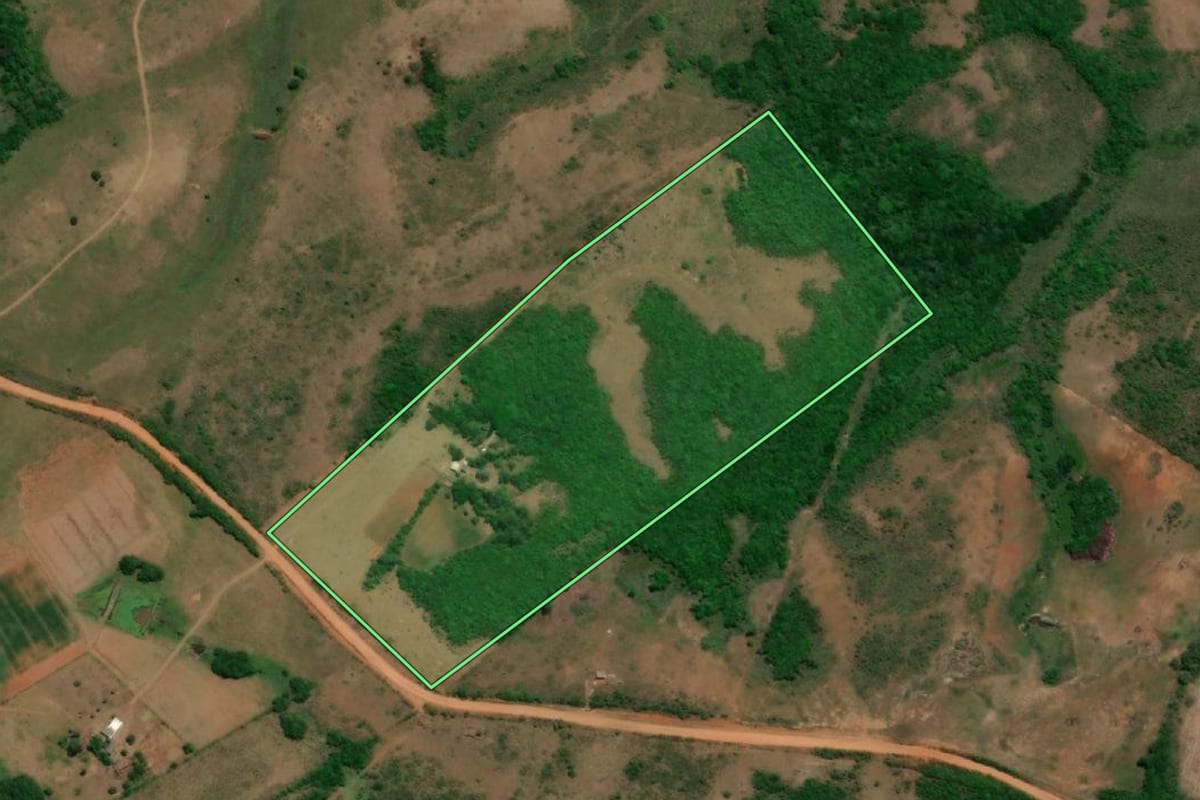 Imagem de satélite do imóvel rural em Arroio Grande (RS), com o contorno declarado no CAR desenhado por cima.