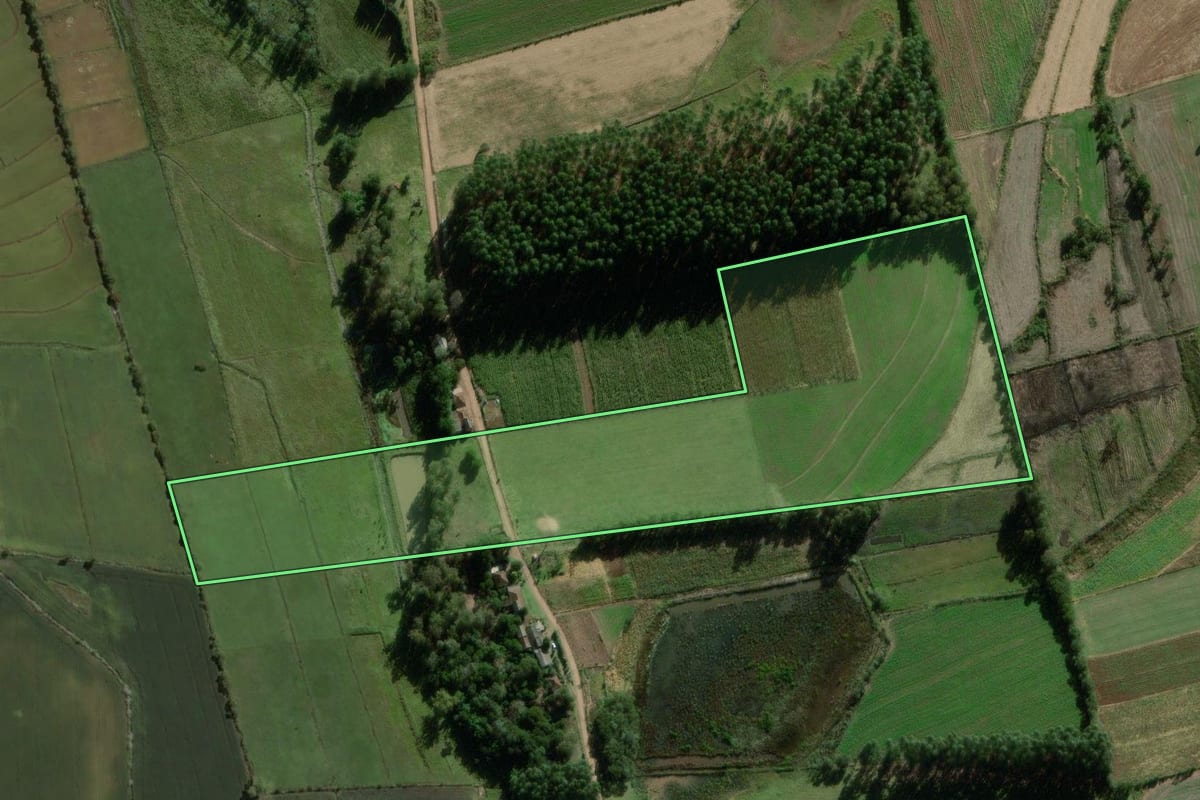 Imagem de satélite do imóvel rural em Barão do Triunfo (RS), com o contorno declarado no CAR desenhado por cima.