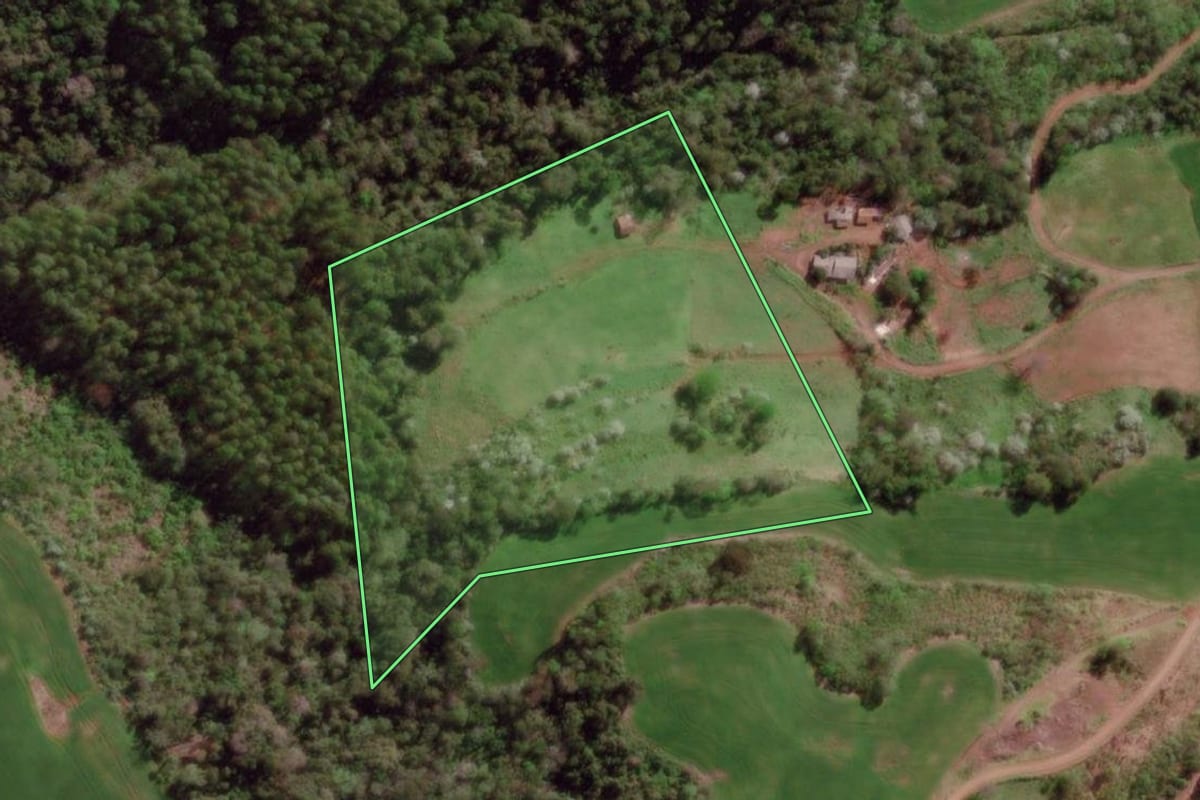 Imagem de satélite do imóvel rural em Barra do Guarita (RS), com o contorno declarado no CAR desenhado por cima.