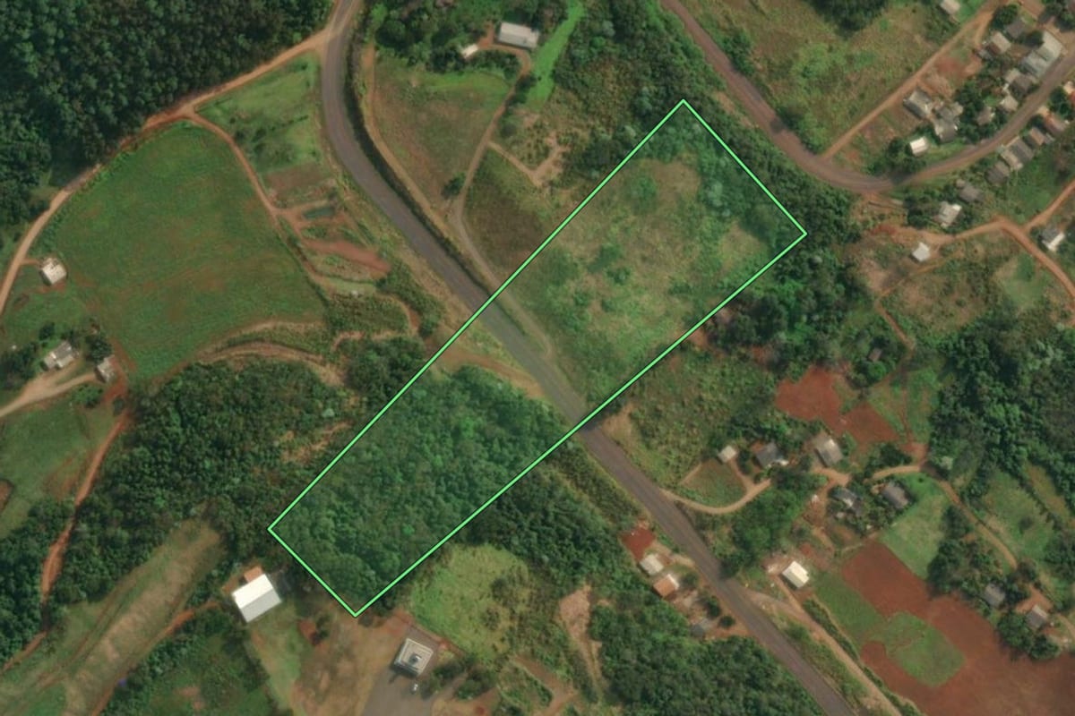 Imagem de satélite do imóvel rural em Barra do Guarita (RS), com o contorno declarado no CAR desenhado por cima.