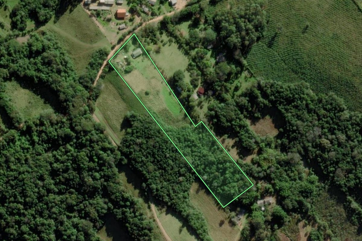 Imagem de satélite do imóvel rural em Barra do Ribeiro (RS), com o contorno declarado no CAR desenhado por cima.