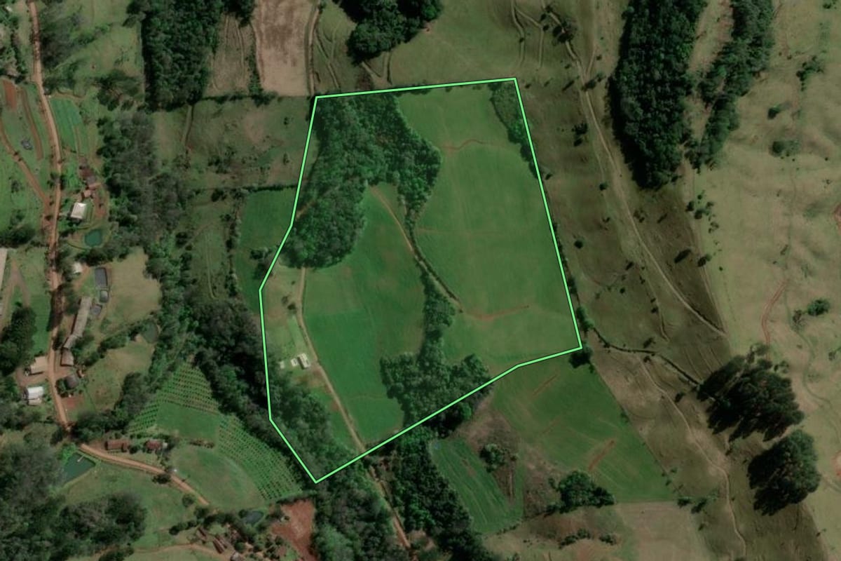Imagem de satélite do imóvel rural em Barra do Rio Azul (RS), com o contorno declarado no CAR desenhado por cima.