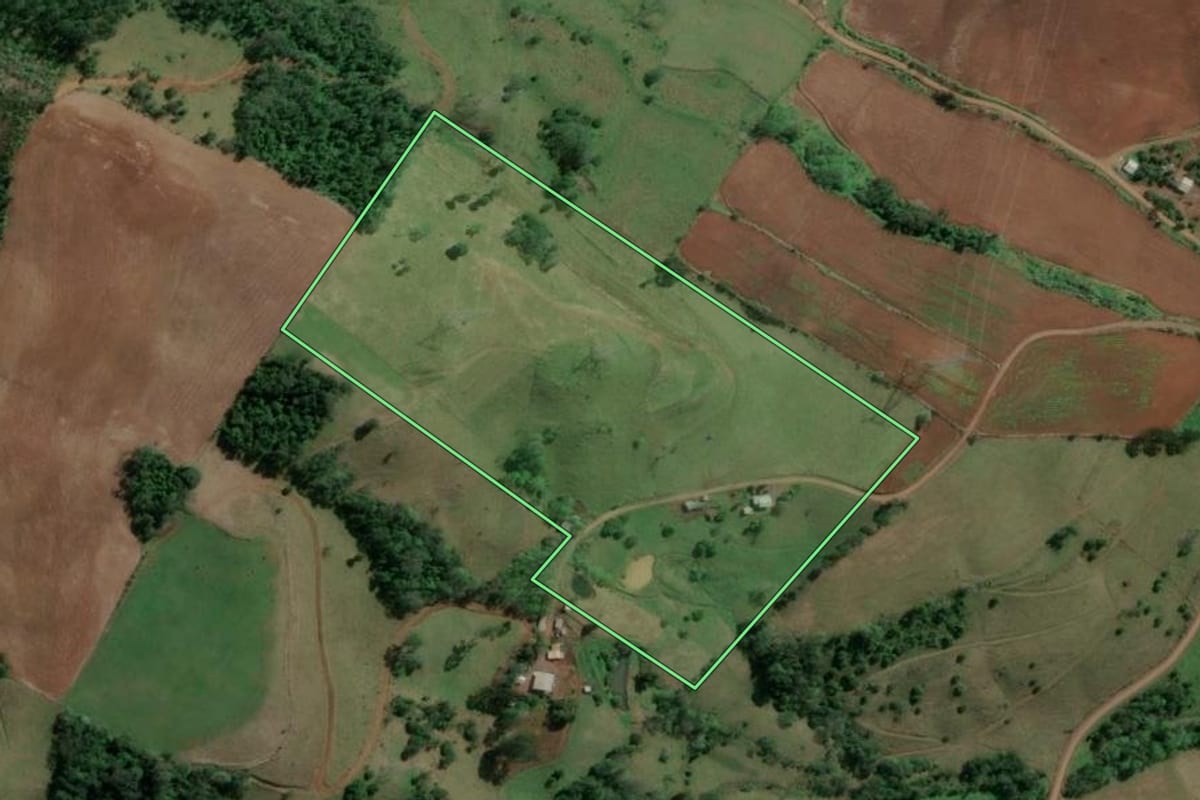 Imagem de satélite do imóvel rural em Barra do Rio Azul (RS), com o contorno declarado no CAR desenhado por cima.