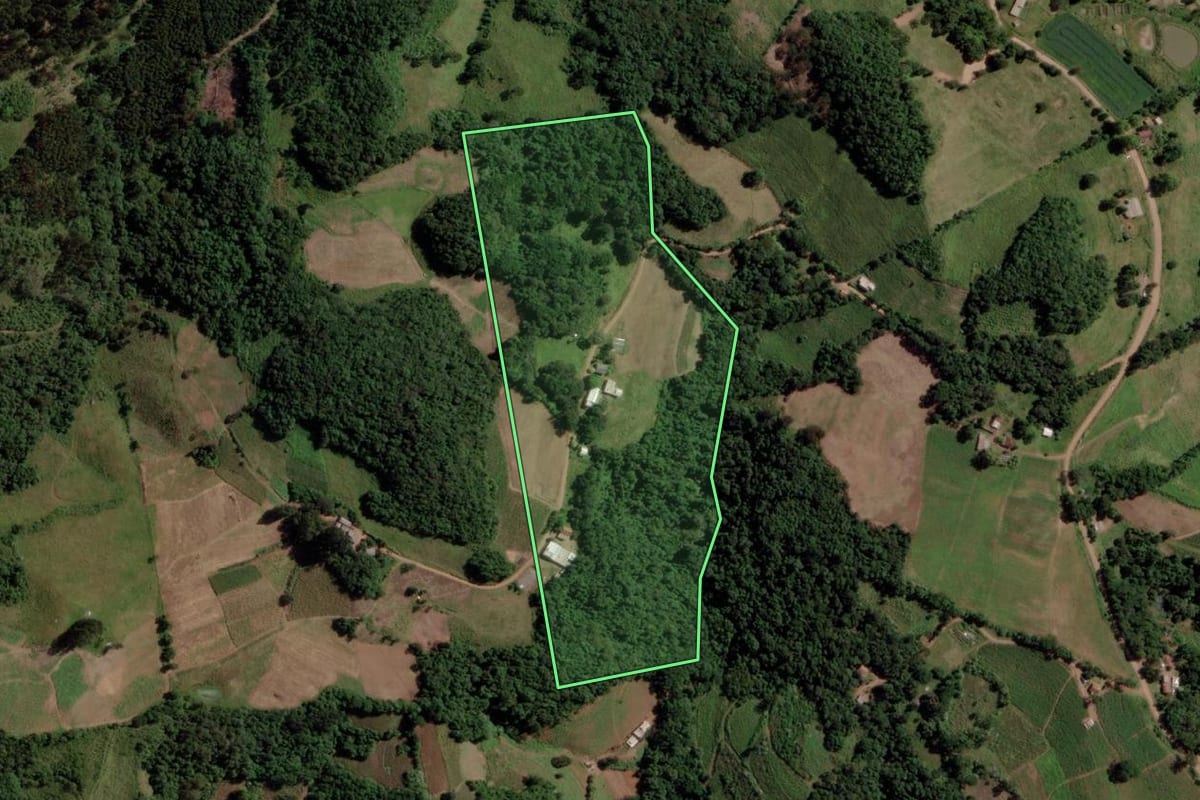 Imagem de satélite do imóvel rural em Barros Cassal (RS), com o contorno declarado no CAR desenhado por cima.