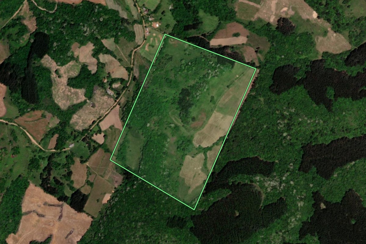 Imagem de satélite do imóvel rural em Barros Cassal (RS), com o contorno declarado no CAR desenhado por cima.
