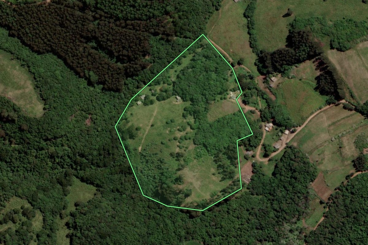 Imagem de satélite do imóvel rural em Barros Cassal (RS), com o contorno declarado no CAR desenhado por cima.