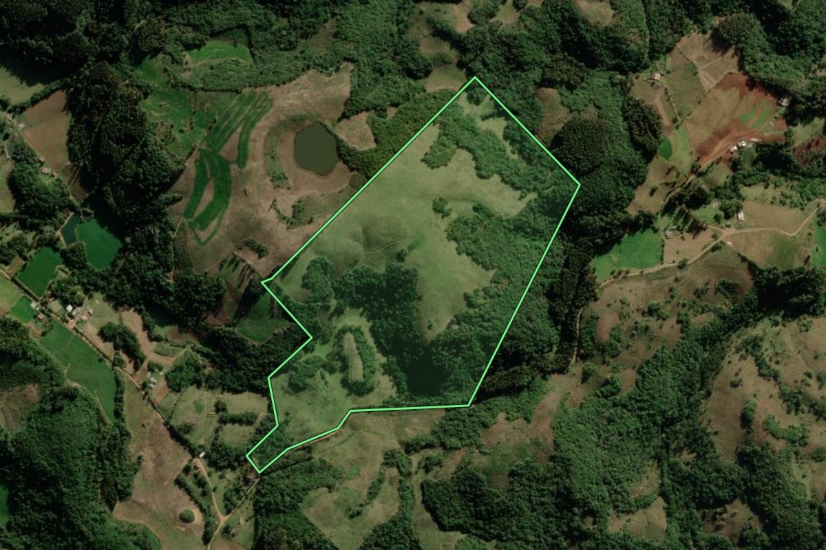 Imagem de satélite do imóvel rural em Barros Cassal (RS), com o contorno declarado no CAR desenhado por cima.