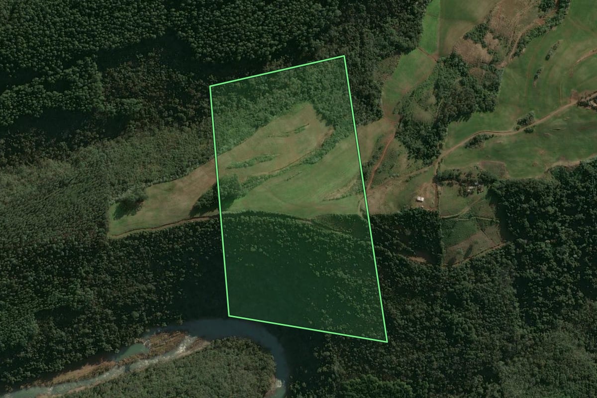 Imagem de satélite do imóvel rural em Benjamin Constant do Sul (RS), com o contorno declarado no CAR desenhado por cima.