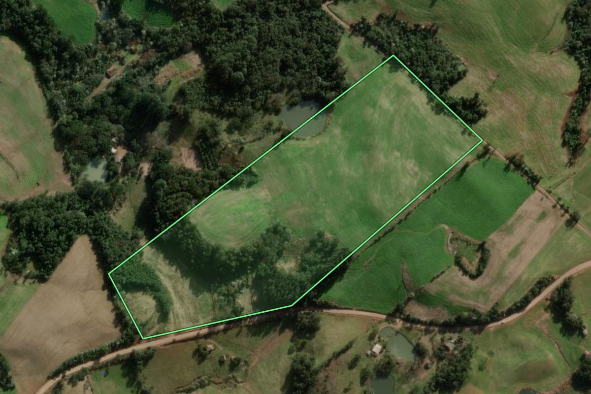Imagem de satélite do imóvel rural em Benjamin Constant do Sul (RS), com o contorno declarado no CAR desenhado por cima.