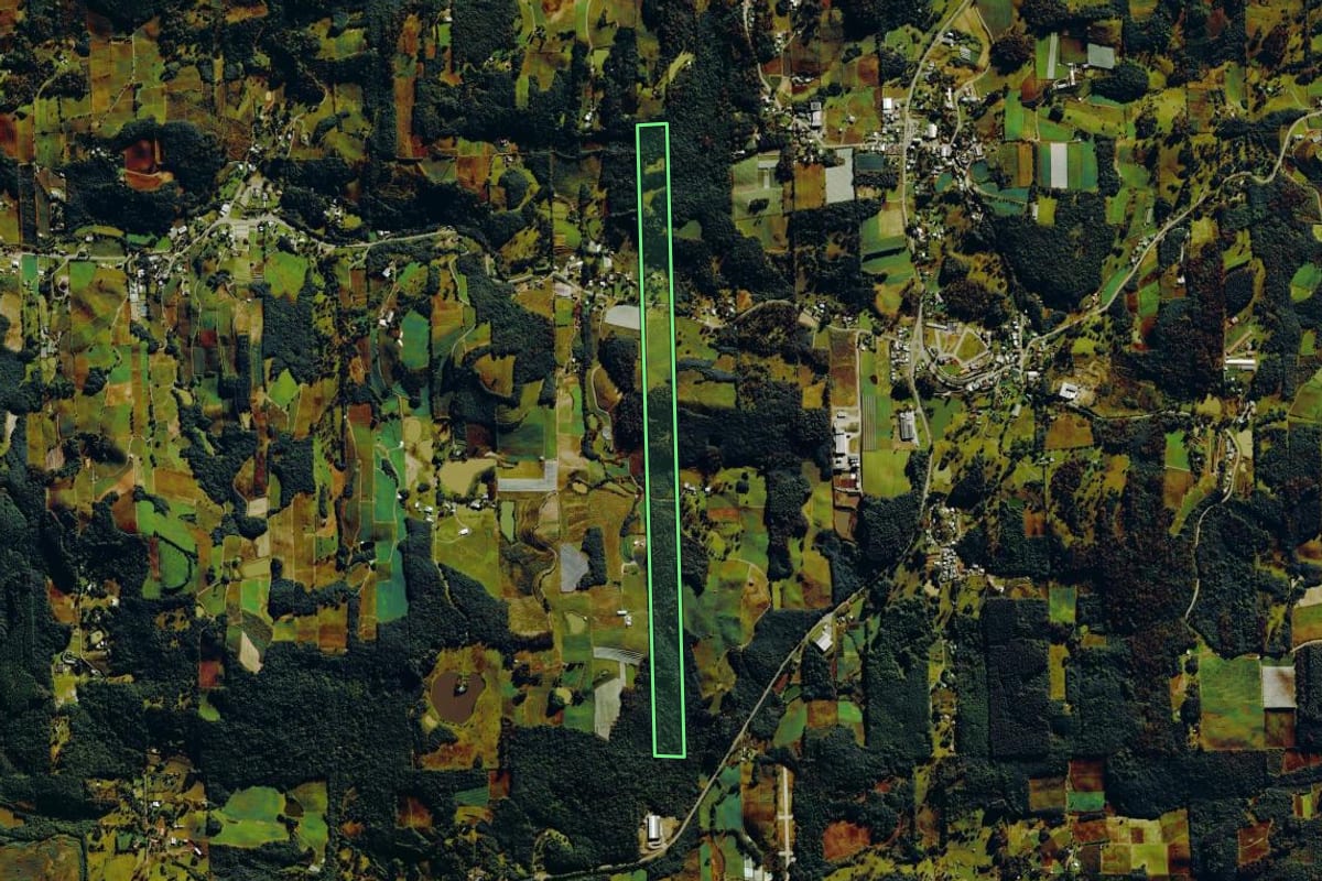 Imagem de satélite do imóvel rural em Bento Gonçalves (RS), com o contorno declarado no CAR desenhado por cima.