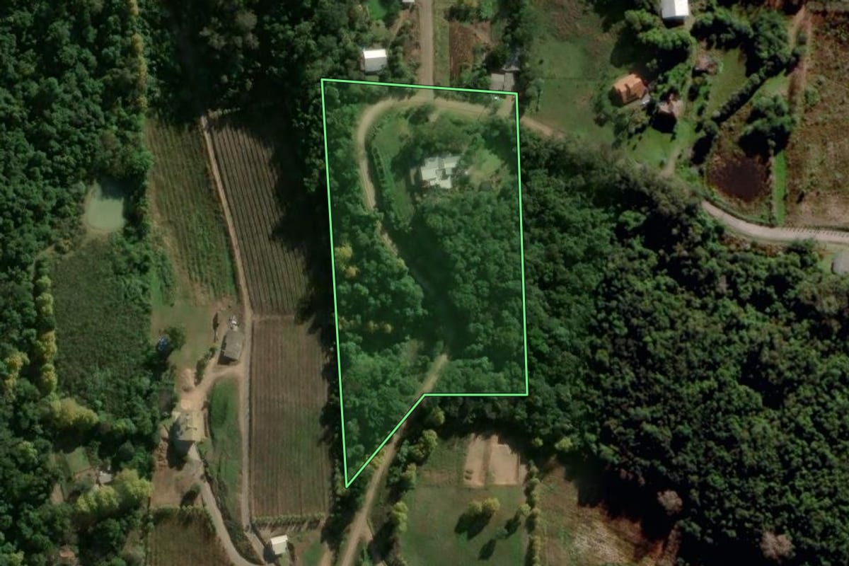 Imagem de satélite do imóvel rural em Bento Gonçalves (RS), com o contorno declarado no CAR desenhado por cima.