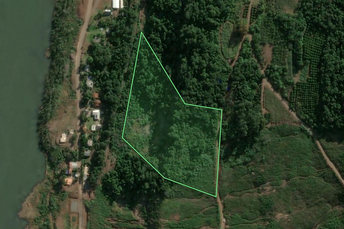 Imagem de satélite do imóvel rural em Bento Gonçalves (RS), com o contorno declarado no CAR desenhado por cima.