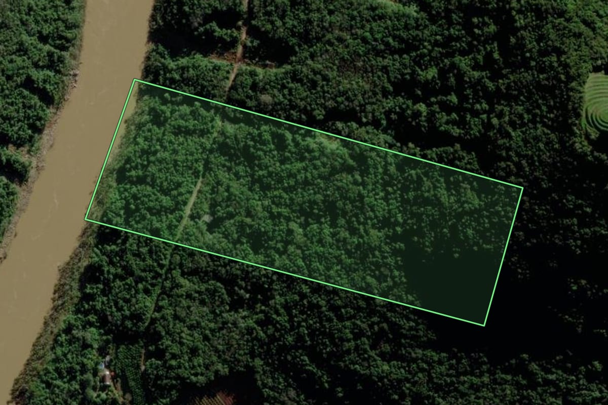 Imagem de satélite do imóvel rural em Bento Gonçalves (RS), com o contorno declarado no CAR desenhado por cima.