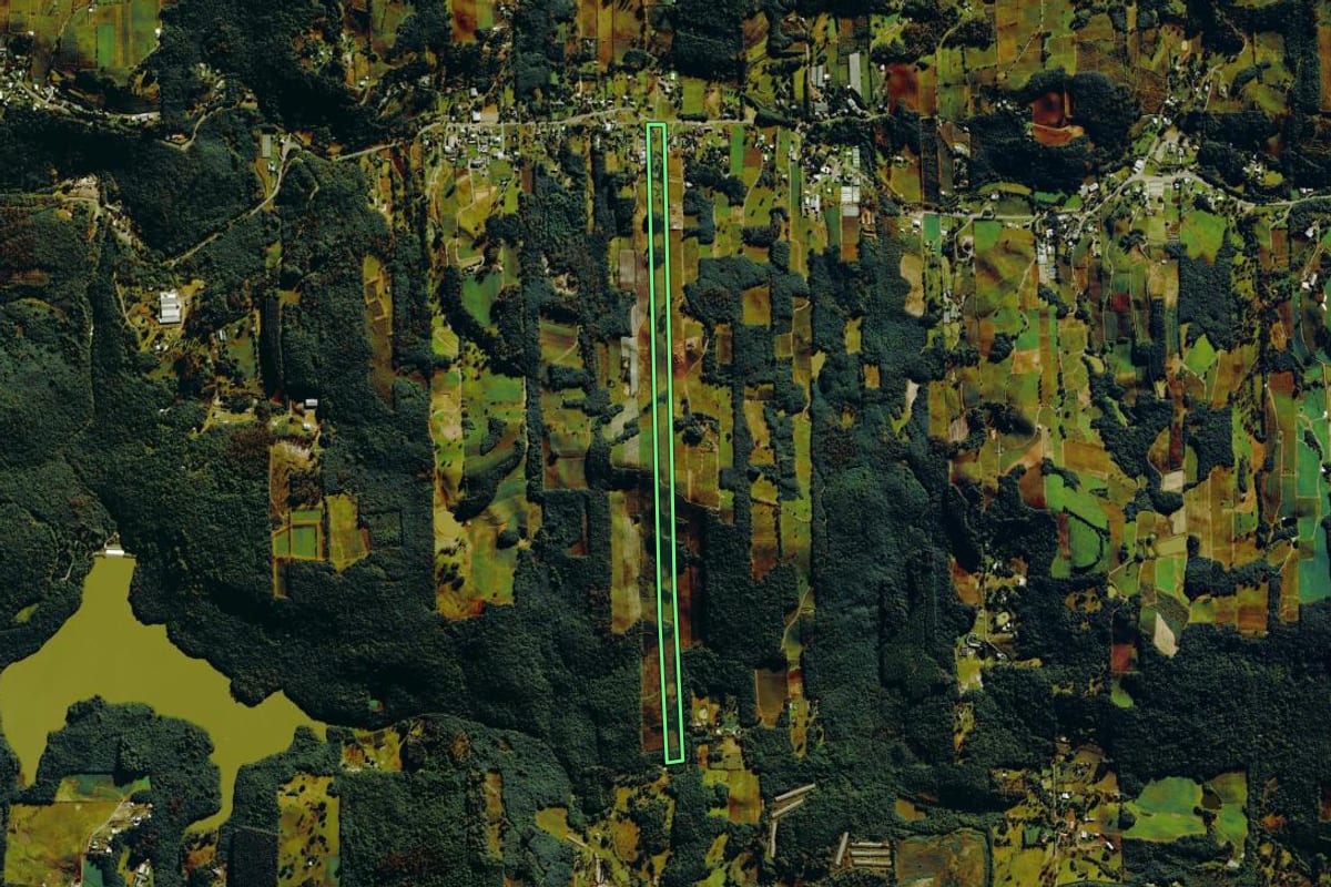 Imagem de satélite do imóvel rural em Bento Gonçalves (RS), com o contorno declarado no CAR desenhado por cima.