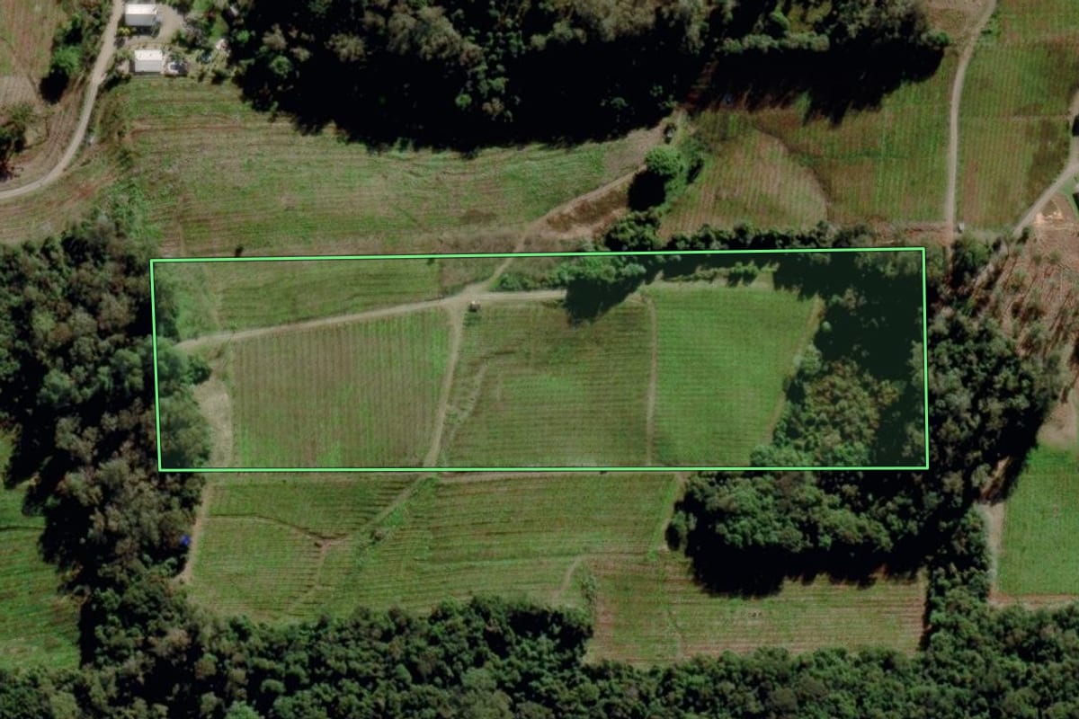 Imagem de satélite do imóvel rural em Bento Gonçalves (RS), com o contorno declarado no CAR desenhado por cima.