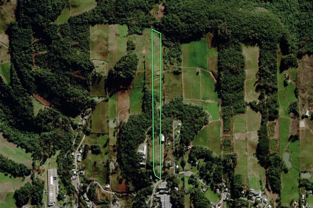 Imagem de satélite do imóvel rural em Bento Gonçalves (RS), com o contorno declarado no CAR desenhado por cima.