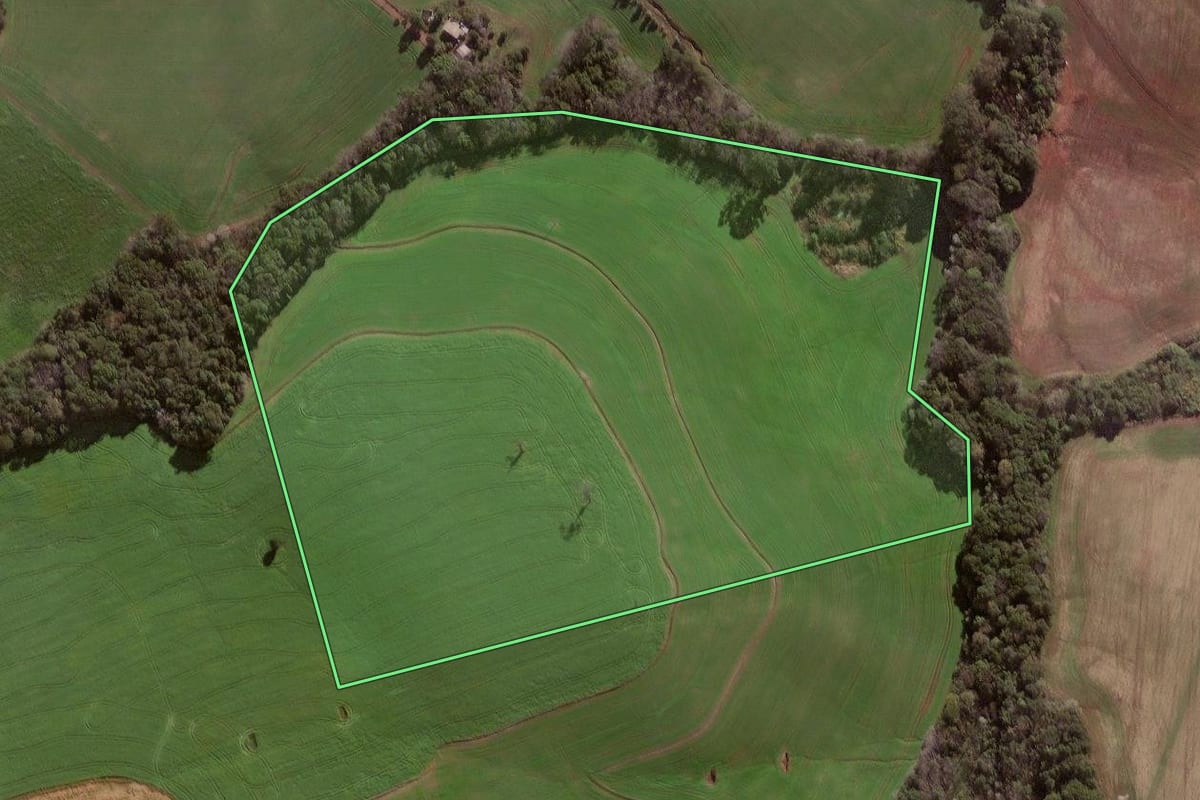Imagem de satélite do imóvel rural em Boa Vista das Missões (RS), com o contorno declarado no CAR desenhado por cima.