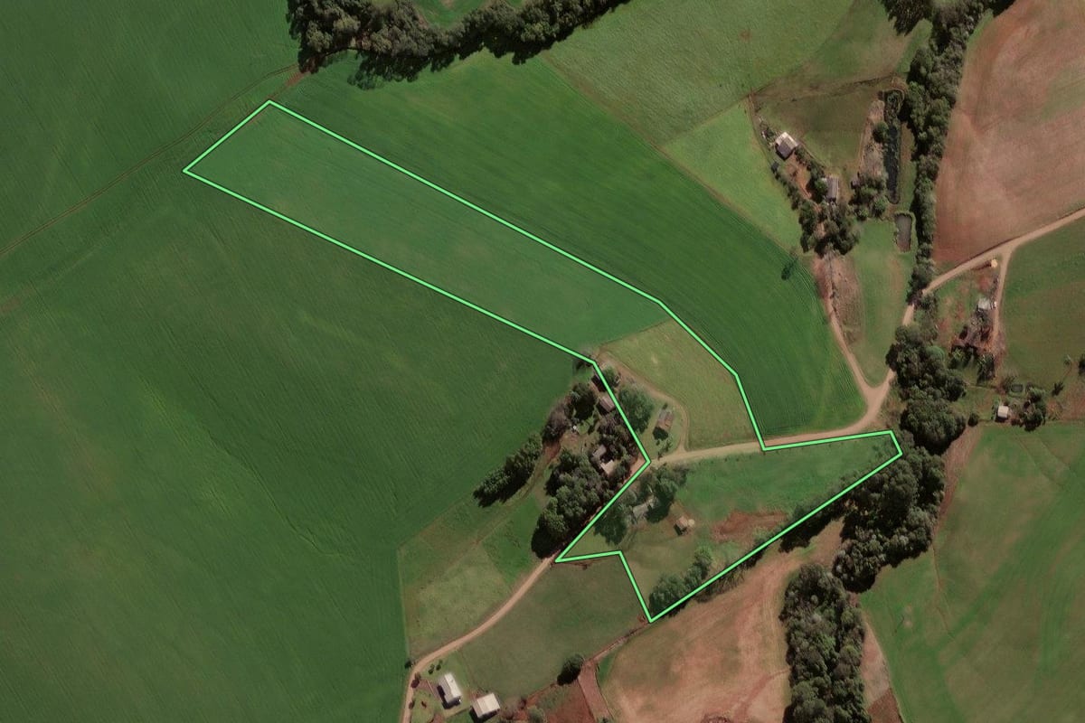 Imagem de satélite do imóvel rural em Boa Vista das Missões (RS), com o contorno declarado no CAR desenhado por cima.