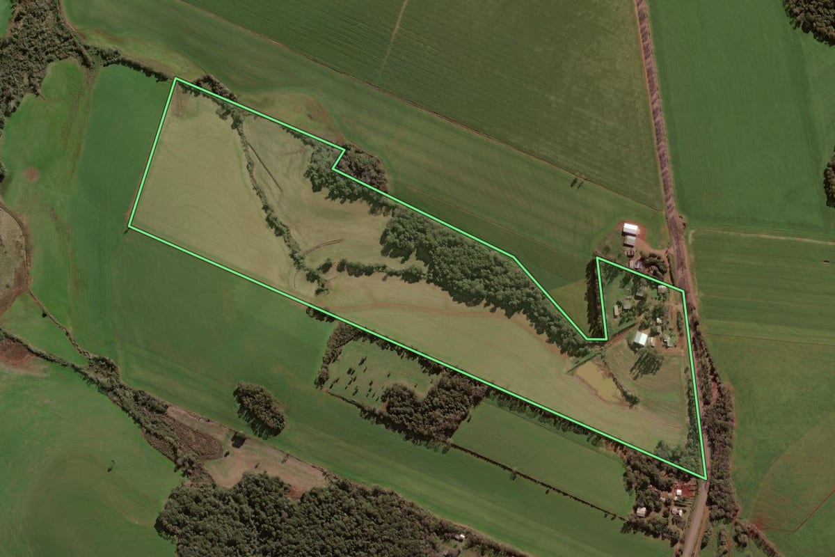 Imagem de satélite do imóvel rural em Boa Vista das Missões (RS), com o contorno declarado no CAR desenhado por cima.