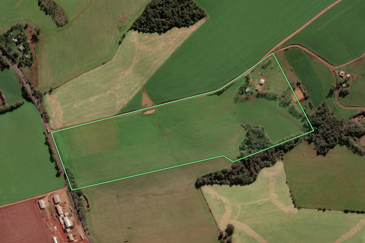 Imagem de satélite do imóvel rural em Boa Vista das Missões (RS), com o contorno declarado no CAR desenhado por cima.