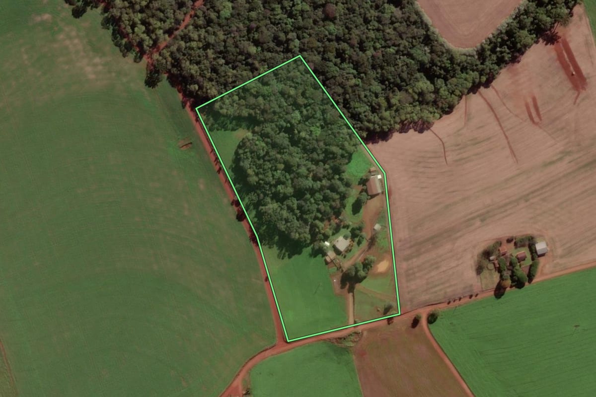 Imagem de satélite do imóvel rural em Boa Vista das Missões (RS), com o contorno declarado no CAR desenhado por cima.