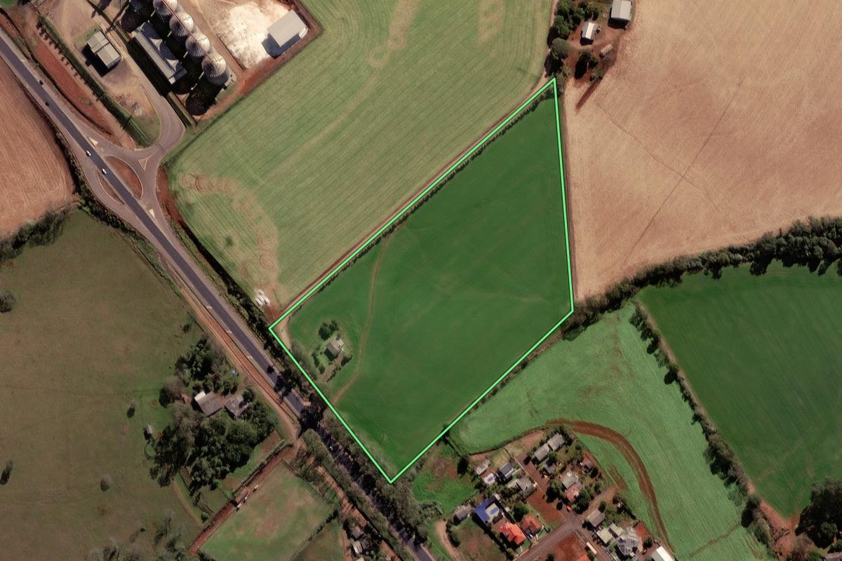 Imagem de satélite do imóvel rural em Boa Vista das Missões (RS), com o contorno declarado no CAR desenhado por cima.