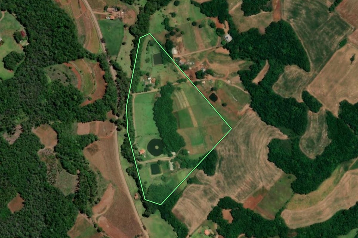 Imagem de satélite do imóvel rural em Boa Vista do Buricá (RS), com o contorno declarado no CAR desenhado por cima.
