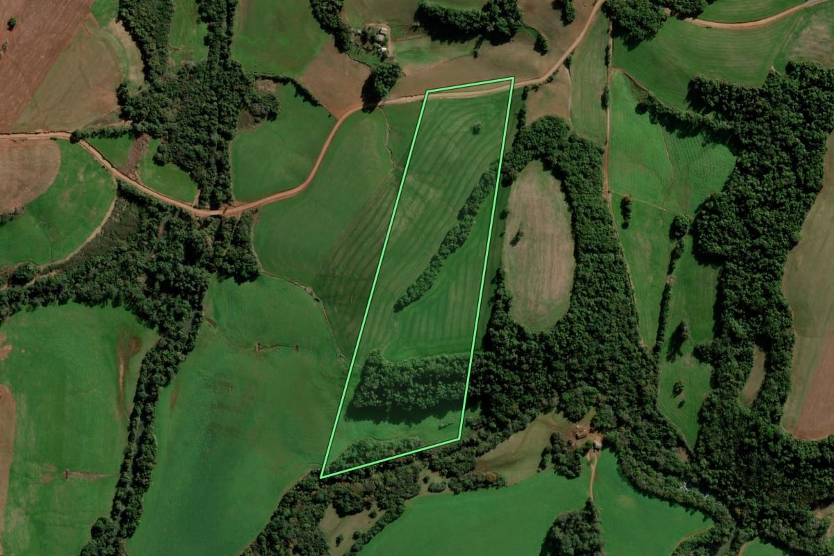 Imagem de satélite do imóvel rural em Boa Vista do Cadeado (RS), com o contorno declarado no CAR desenhado por cima.