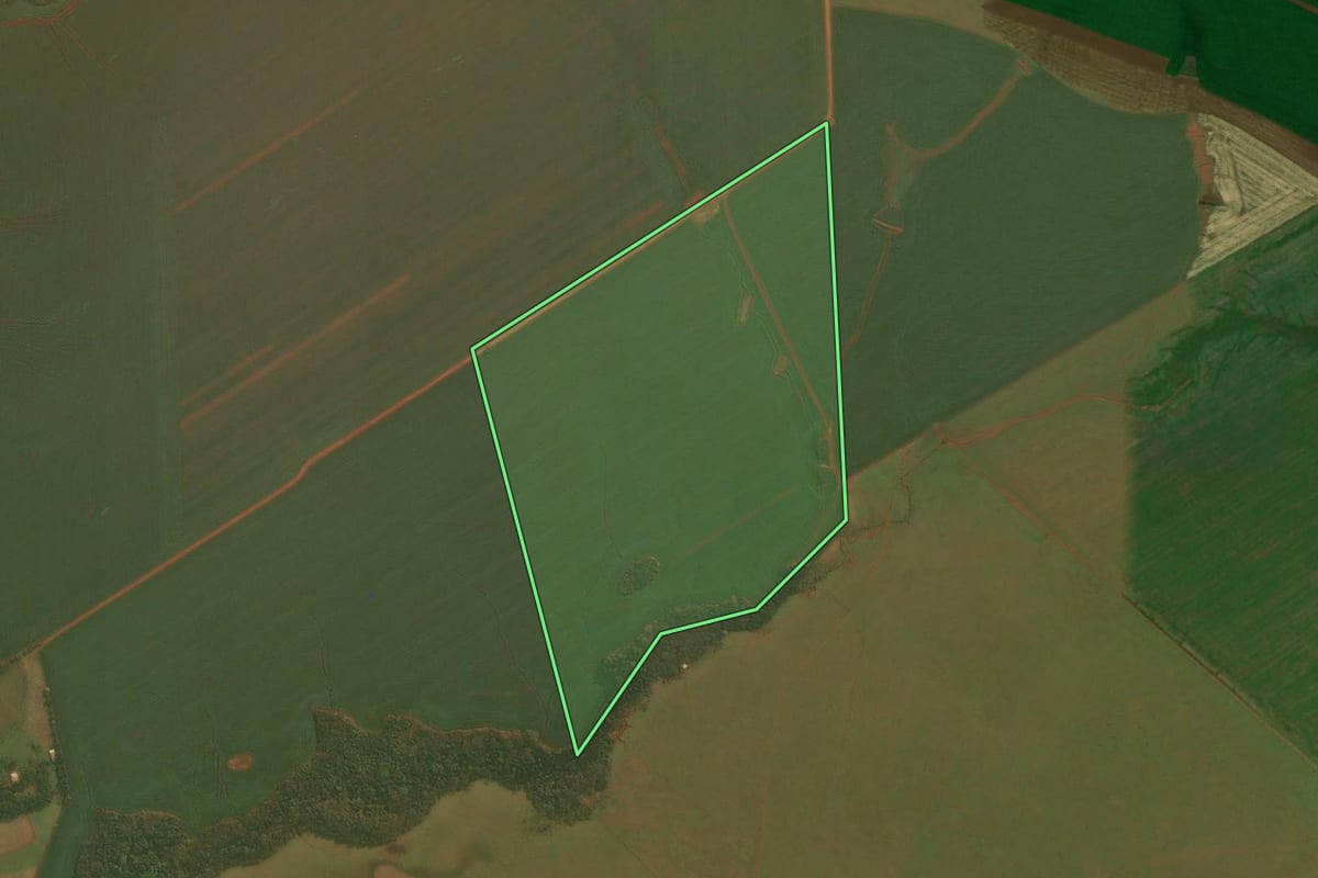 Imagem de satélite do imóvel rural em Boa Vista do Incra (RS), com o contorno declarado no CAR desenhado por cima.