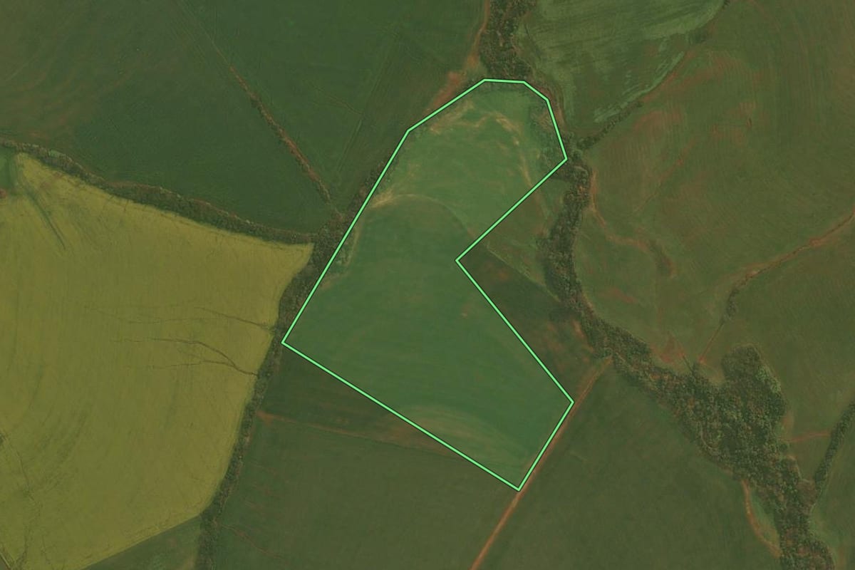 Imagem de satélite do imóvel rural em Boa Vista do Incra (RS), com o contorno declarado no CAR desenhado por cima.