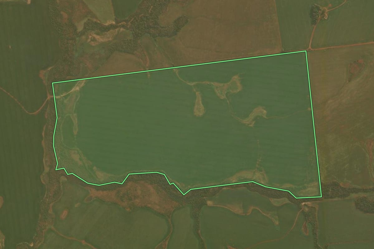 Imagem de satélite do imóvel rural em Boa Vista do Incra (RS), com o contorno declarado no CAR desenhado por cima.