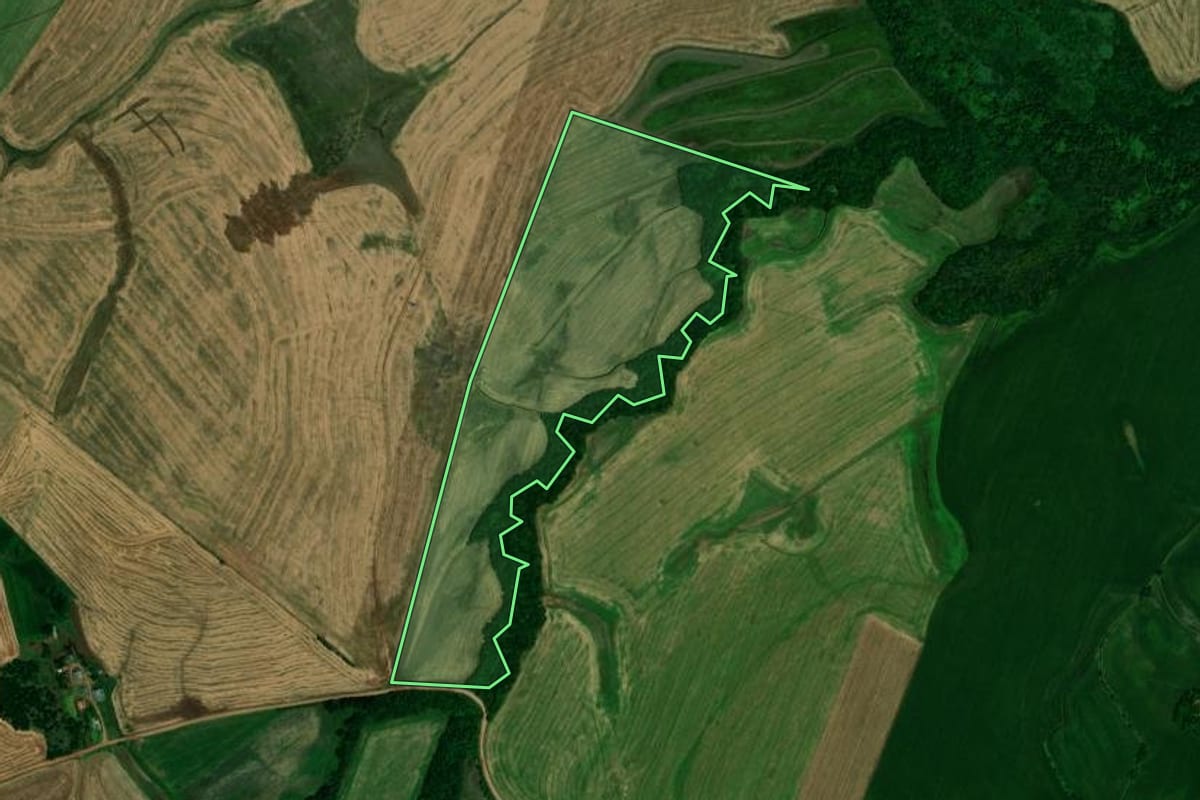 Imagem de satélite do imóvel rural em Boa Vista do Incra (RS), com o contorno declarado no CAR desenhado por cima.