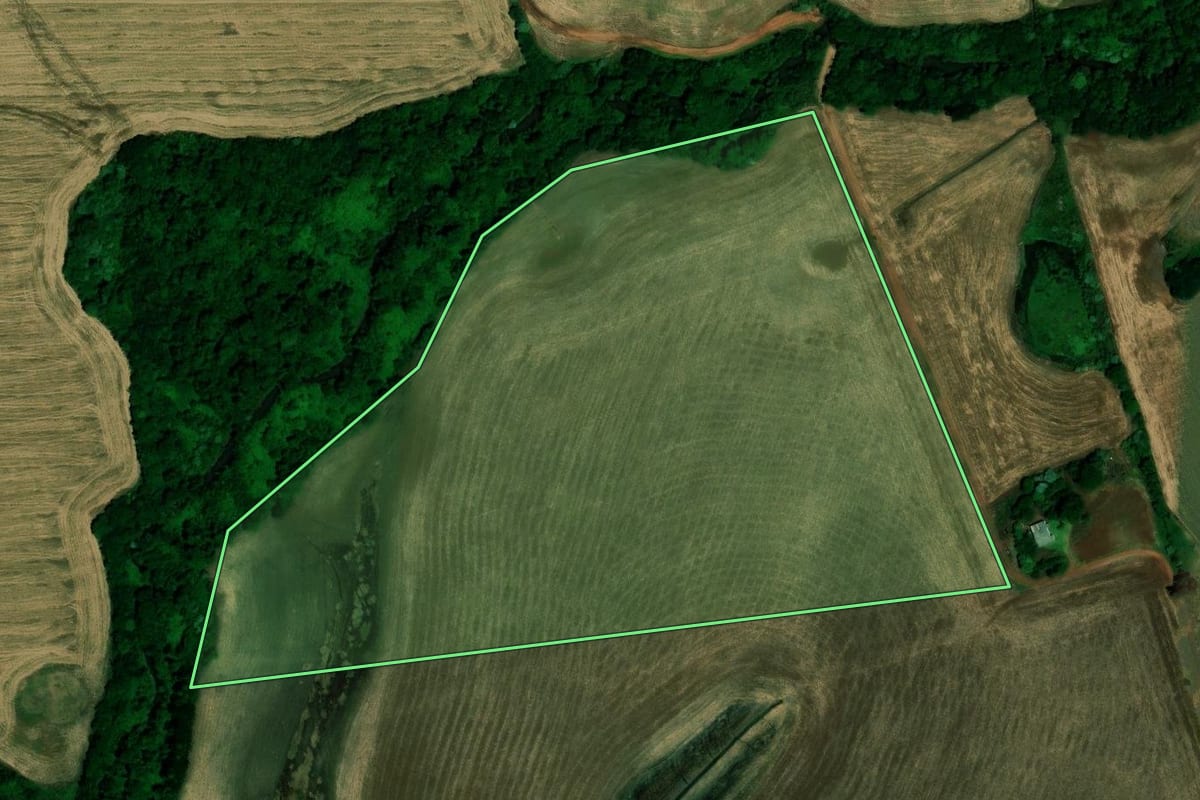 Imagem de satélite do imóvel rural em Boa Vista do Incra (RS), com o contorno declarado no CAR desenhado por cima.