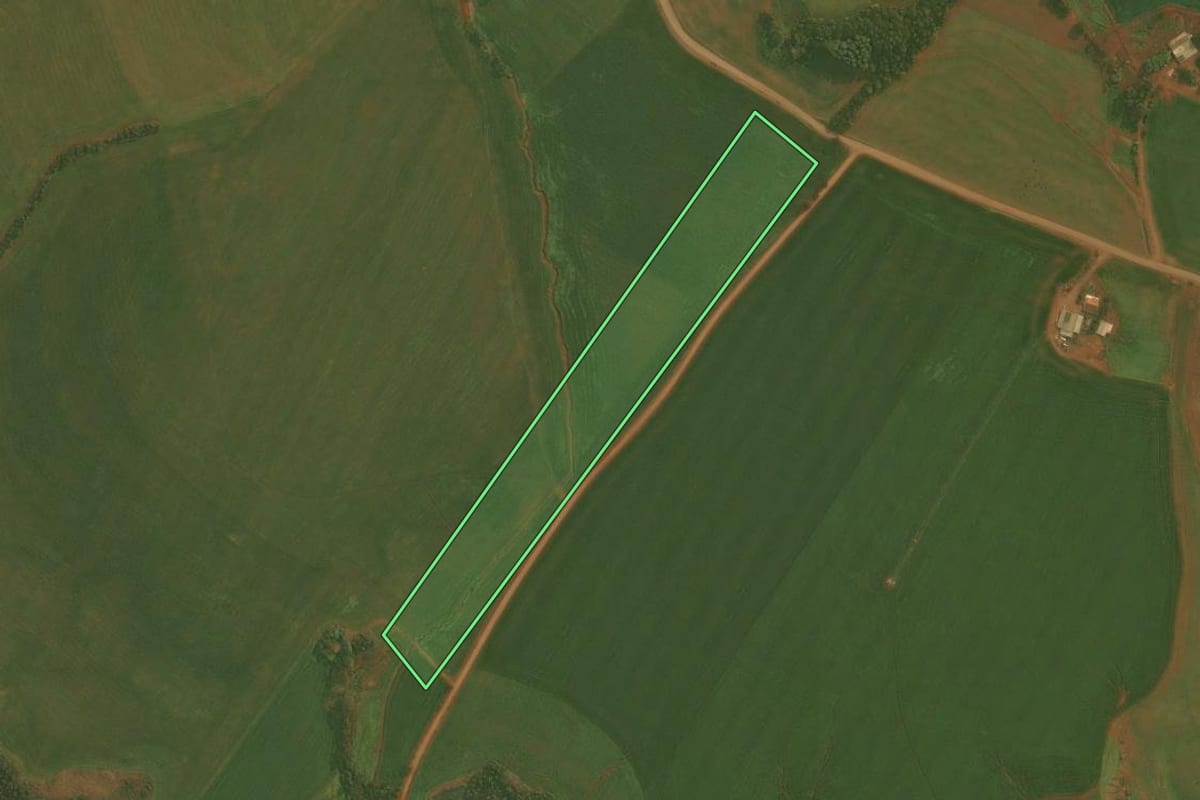 Imagem de satélite do imóvel rural em Boa Vista do Incra (RS), com o contorno declarado no CAR desenhado por cima.