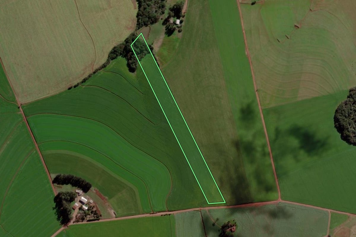 Imagem de satélite do imóvel rural em Boa Vista do Incra (RS), com o contorno declarado no CAR desenhado por cima.