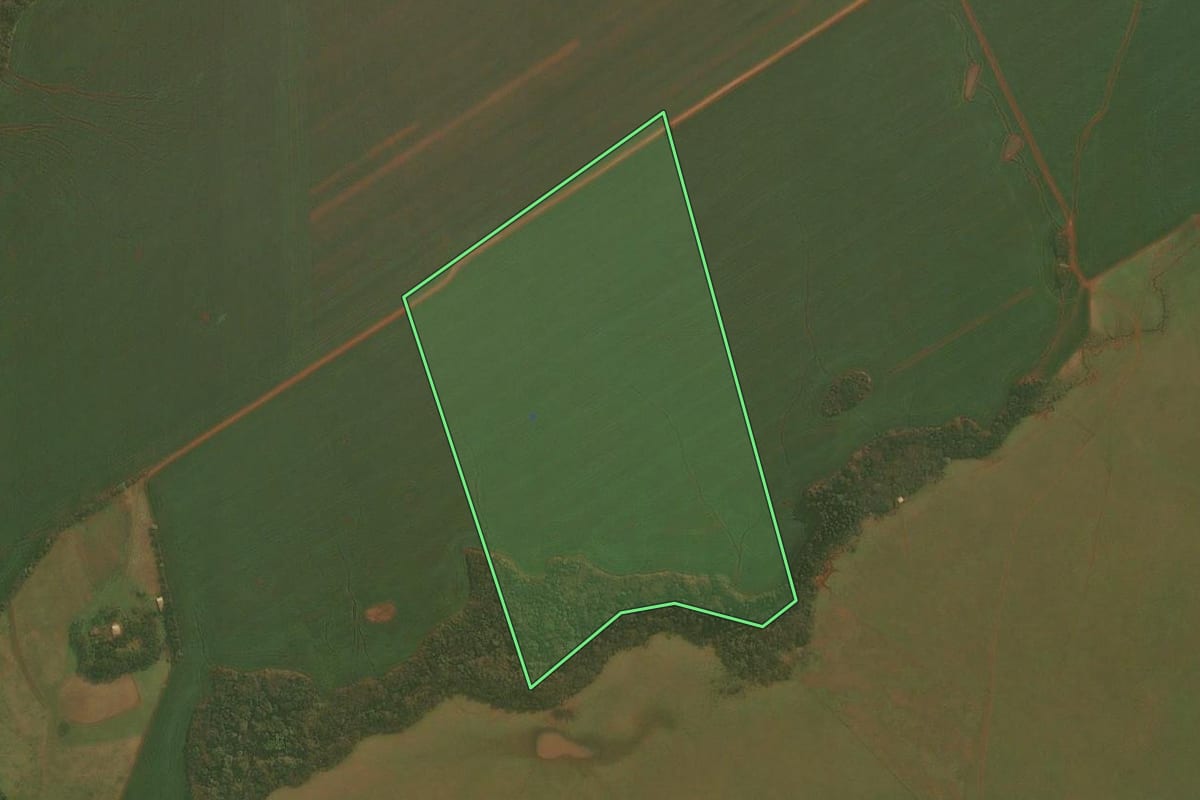 Imagem de satélite do imóvel rural em Boa Vista do Incra (RS), com o contorno declarado no CAR desenhado por cima.