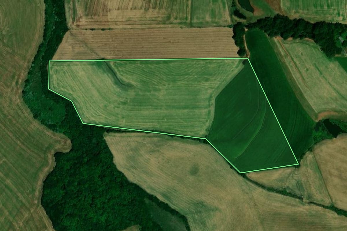Imagem de satélite do imóvel rural em Boa Vista do Incra (RS), com o contorno declarado no CAR desenhado por cima.
