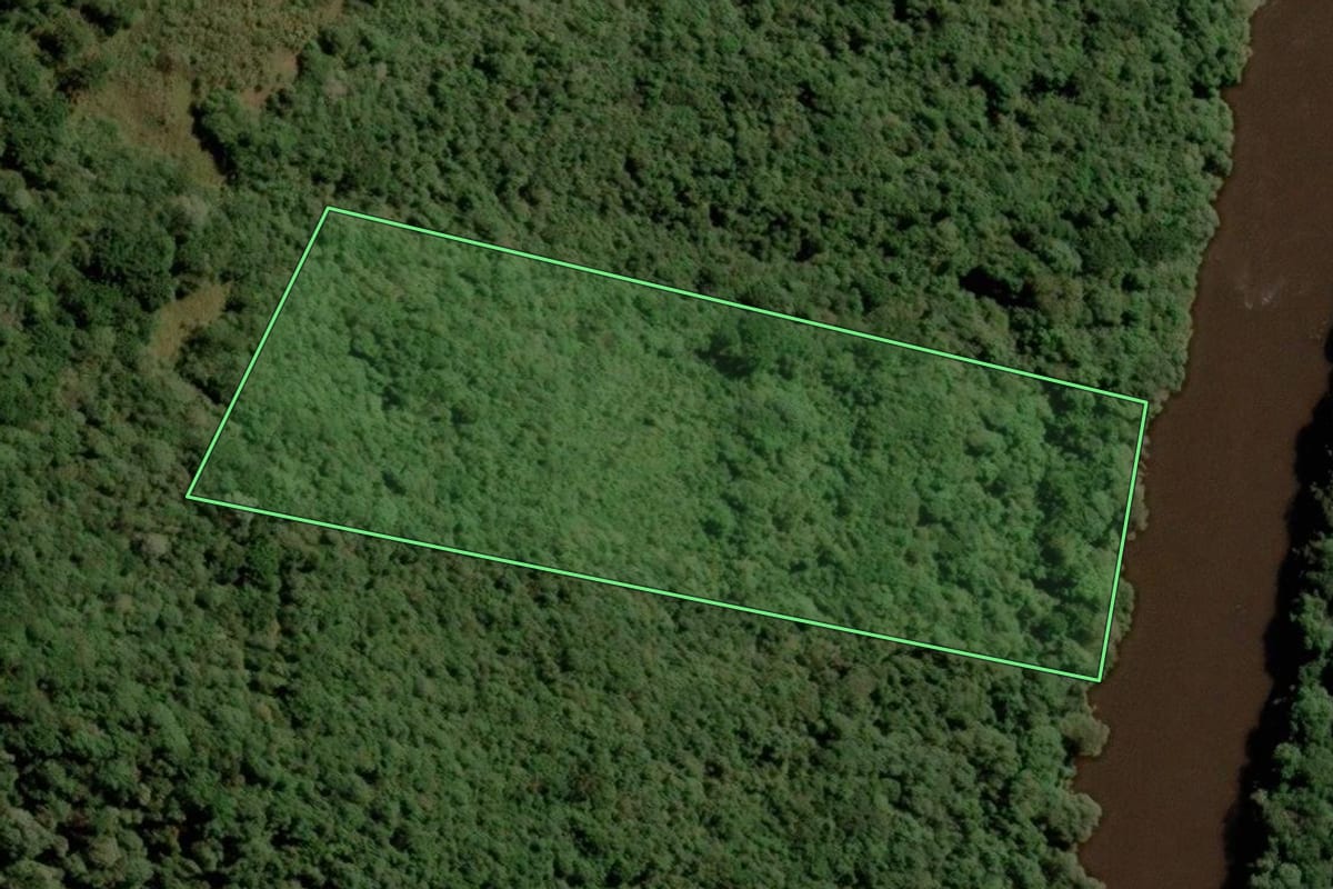 Imagem de satélite do imóvel rural em Bom Jesus (RS), com o contorno declarado no CAR desenhado por cima.