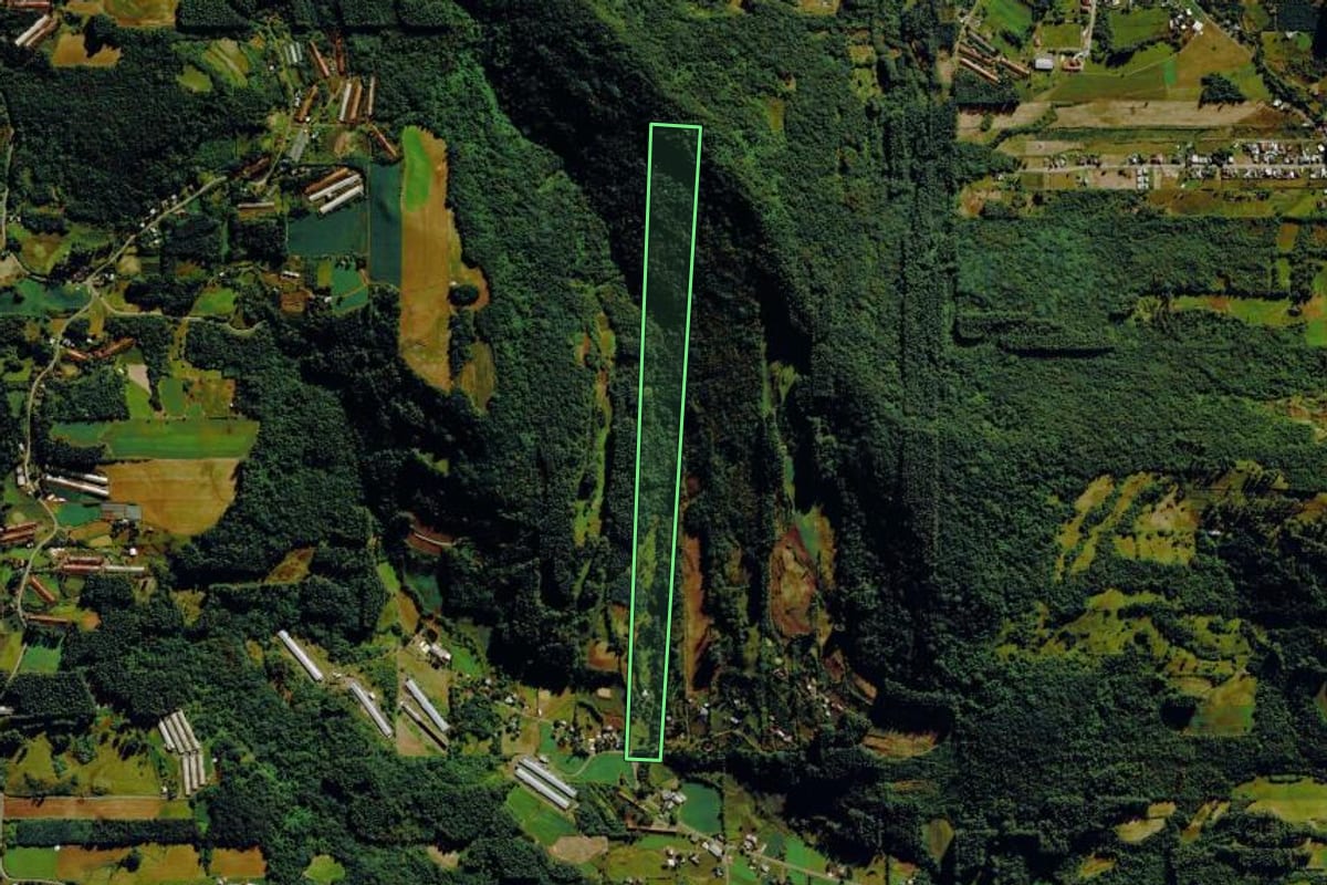 Imagem de satélite do imóvel rural em Bom Princípio (RS), com o contorno declarado no CAR desenhado por cima.